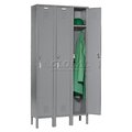 Global Industrial Single Tier Locker, 12x18x72, 3 Door Ready To Assemble, Gray 652041GY